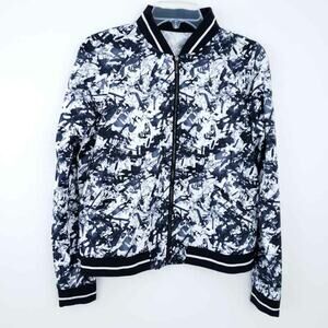 Madden Track Jacket Abstract Black and White Medium Juniors, Zip Up, Athleisure